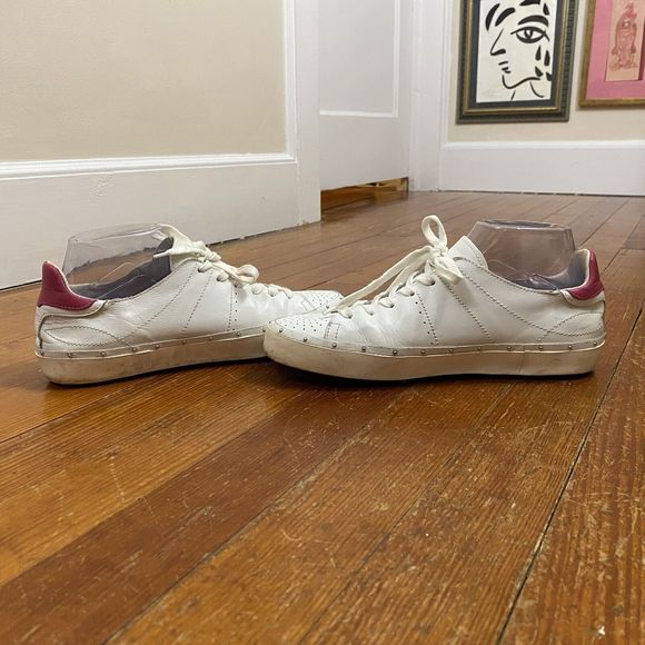 Rebecca Minkoff women's Michell studded white/pink sneakers sz 9 - Picture 3 of 12